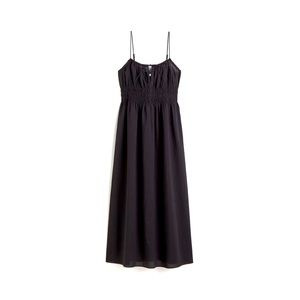 H&M Black Smocked Cotton Maxi Dress